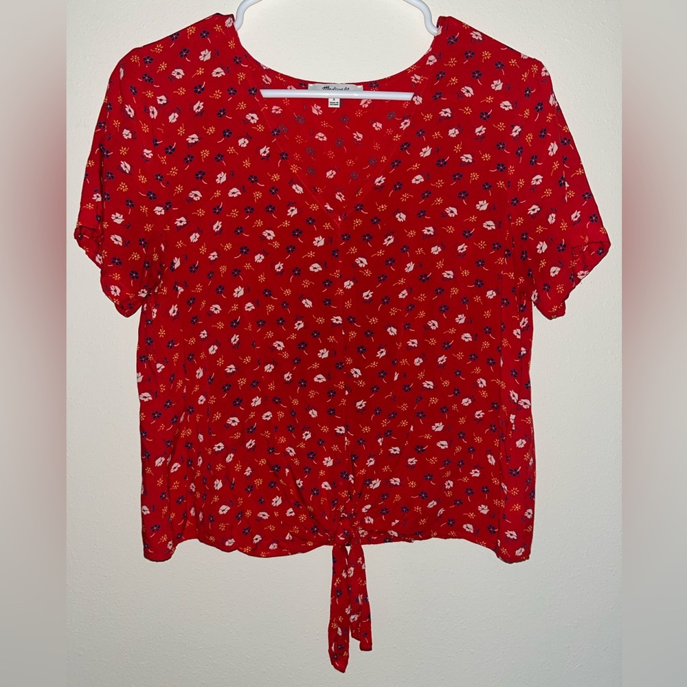 Madewell Red Floral Top